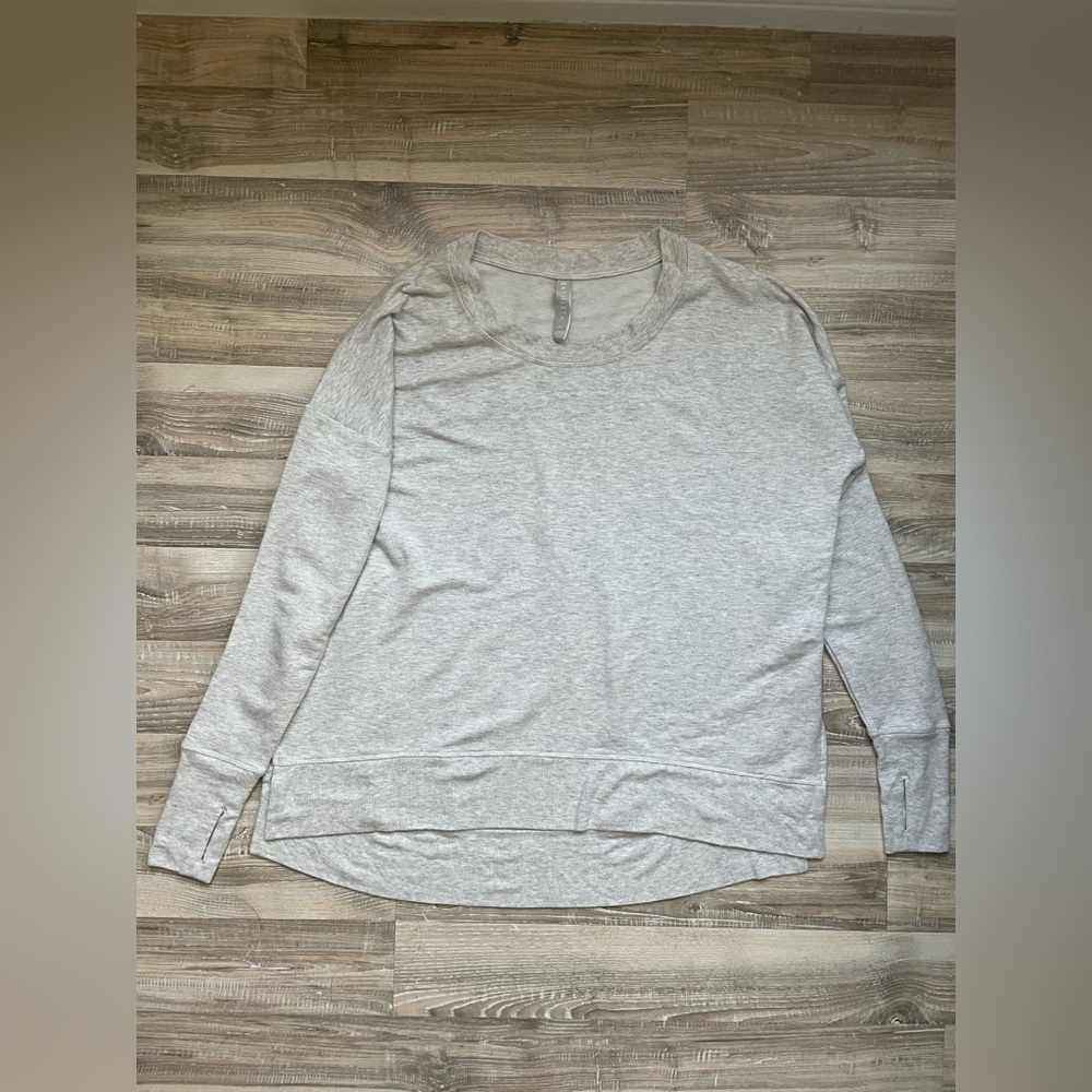 Athleta Crew Neck Pullover Solid‎ Grey Sweater Size 1X Modal Fleece Lined Casual